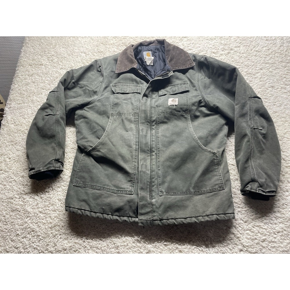 Vintage Carhartt Jacket Traditional XXL C26 Moss Green Chore Zip Up Large Reg